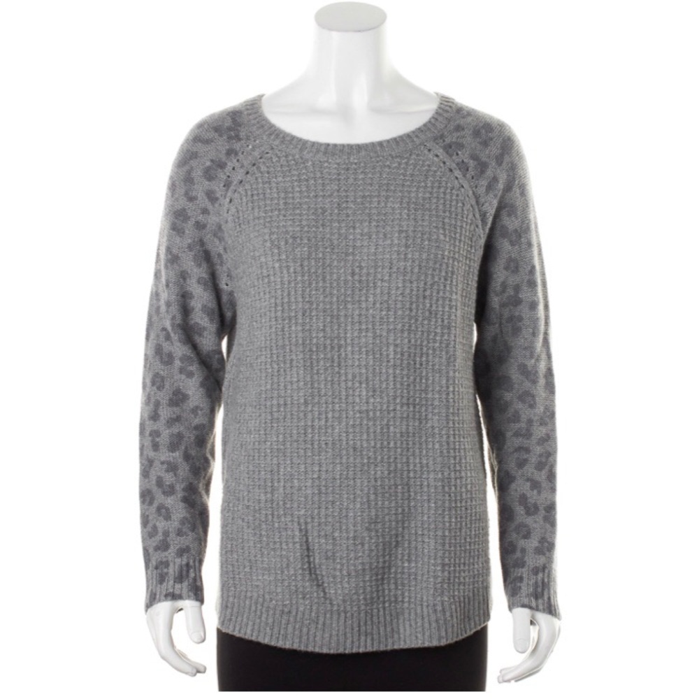 Rebecca Taylor Grey Leopard Crewneck Sweater